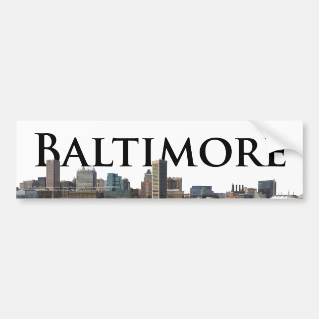 Baltimore MD-Skyline mit Baltimore im Himmel Autoaufkleber (Vorne)