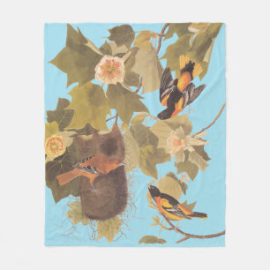 Baltimore Oriole Audubon Bird Familie mit Nest Fleecedecke