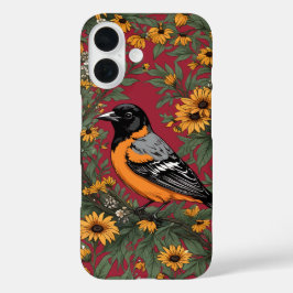 Baltimore Oriole Bird And Black Eyed Susan Flowers iPhone 16 Hülle