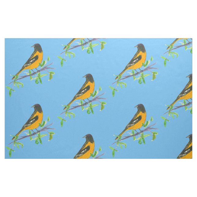 Baltimore Oriole Bird Blue Stoff (Fat Quarter (45,7 x 55,9 cm))