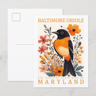 Baltimore Oriole Bird of Maryland USA Travel Postkarte
