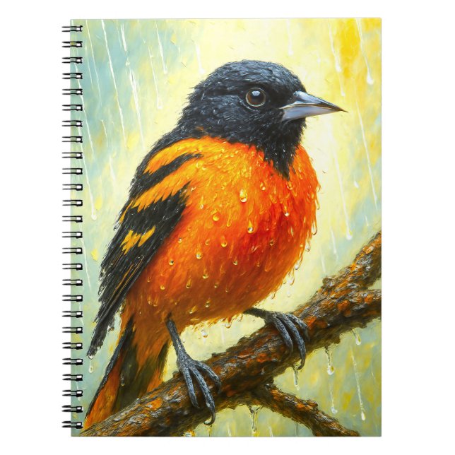 Baltimore Oriole Notizbuch | Rainy Bird Art Journa Notizblock (Vorderseite)