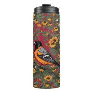 Baltimore Oriole Vogel und Schwarzäugige Susanne B Thermosbecher