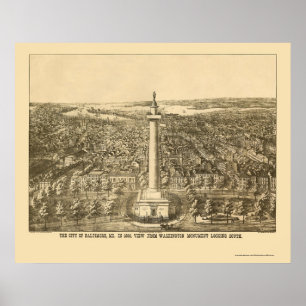 Baltimore, panoramische Karte MD - 1880 Poster