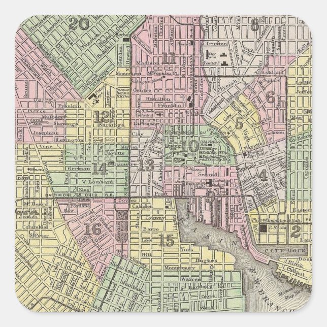 Baltimore Quadratischer Aufkleber (Vorderseite)