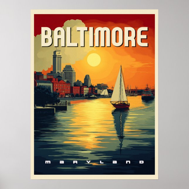 Baltimore Retro Travel Poster (Vorne)