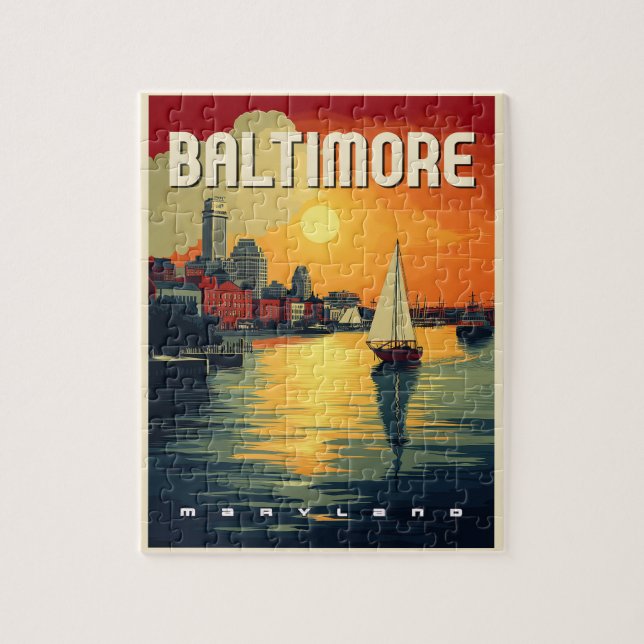 Baltimore Retro Travel Puzzle (Vertikal)