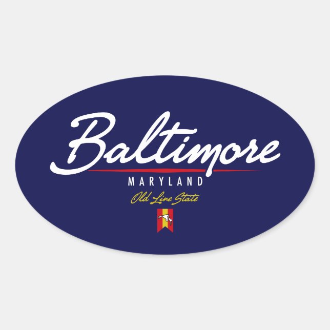 Baltimore Script Ovaler Aufkleber (Vorderseite)