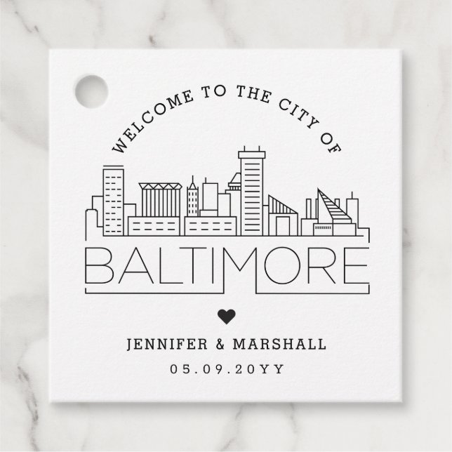 Baltimore Skyline | Begrüßung Geschenkanhänger (Vorderseite)