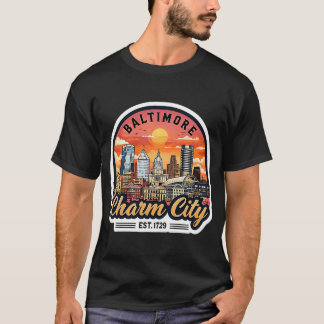 Baltimore-Skyline bei Sonnenuntergang T-Shirt