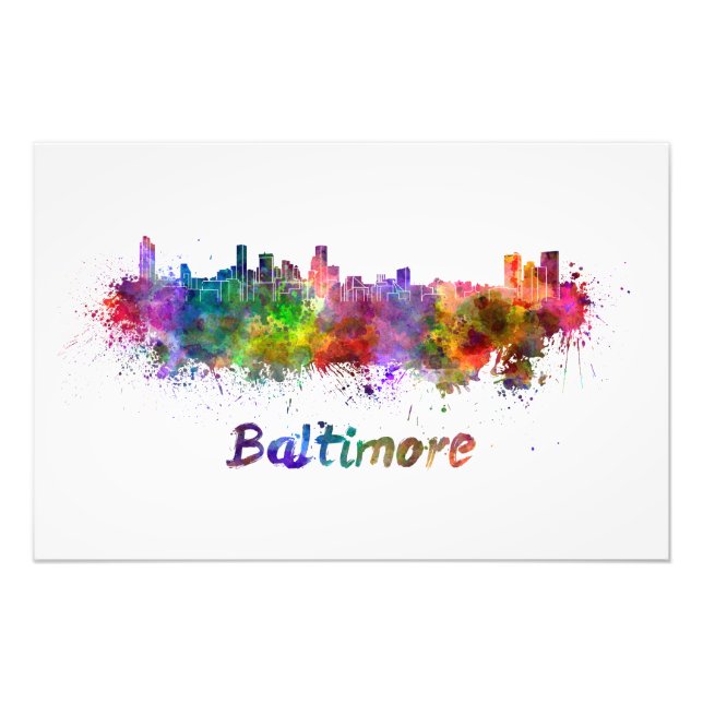 Baltimore skyline im Watercolor Fotodruck (Vorne)