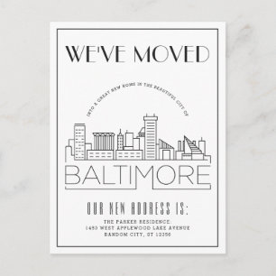  Baltimore Skyline Moderner Deko Adresswechsel Ankündigungspostkarte