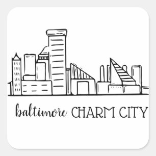 Baltimore Skyline Quadratischer Aufkleber