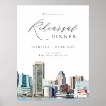 BALTIMORE Skyline Rehearsal Dinner Welcome Sign