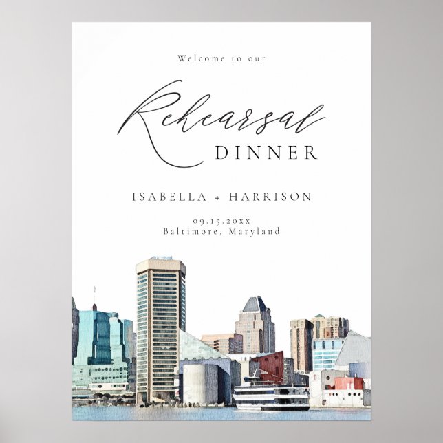 BALTIMORE Skyline Rehearsal Dinner Welcome Sign Poster (Vorne)