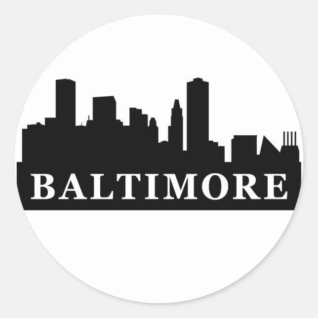 Baltimore-Skyline Runder Aufkleber (Vorderseite)