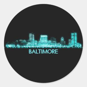 Baltimore Skyline Runder Aufkleber