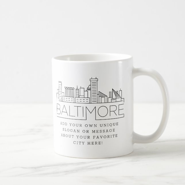 Baltimore Stylized Skyline | Benutzerdefinierter S Kaffeetasse (Rechts)
