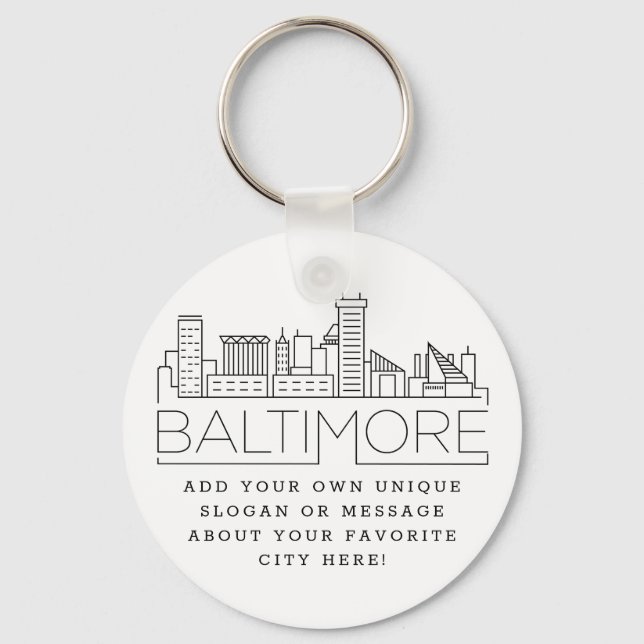 Baltimore Stylized Skyline | Benutzerdefinierter S Schlüsselanhänger (Vorderseite)