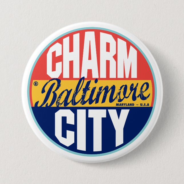 Baltimore Vintage Etikett Button (Vorderseite)