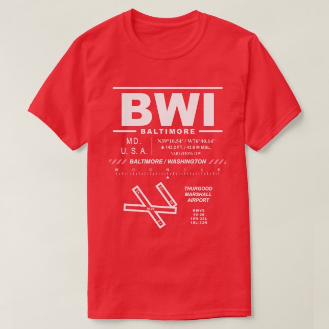 Baltimore/Washington Int'l Airport BWI T-Shirt (Design vorne)