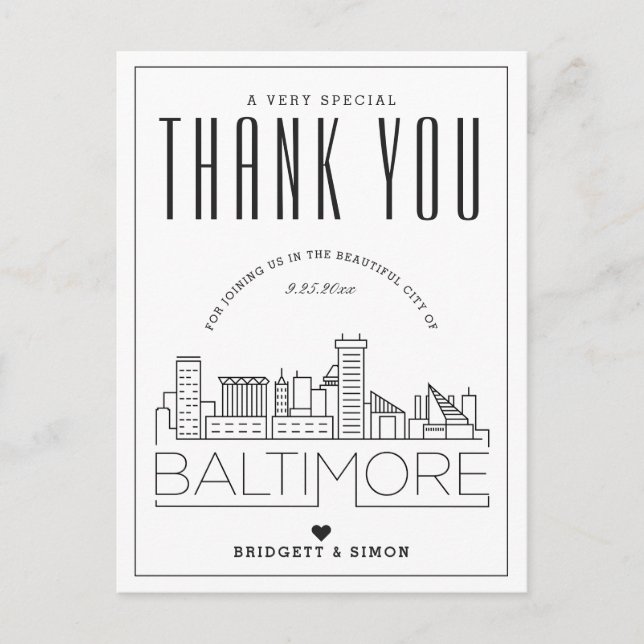 Baltimore Wedding | Danke, dass du gekommen bist!  Postkarte