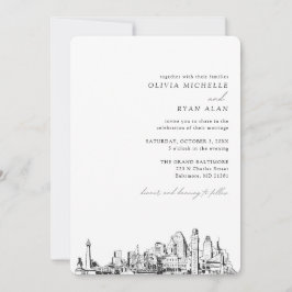 Baltimore Wedding Elegante Skyline Einladung