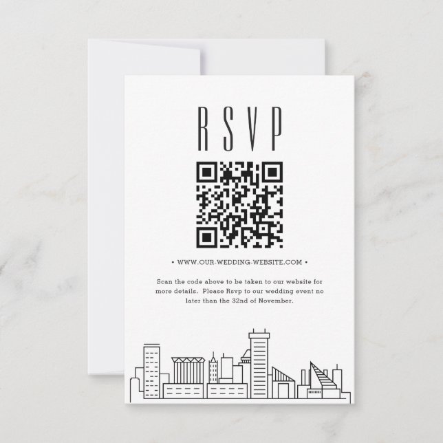 Baltimore Wedding QR Code UAWG Einladung (Vorderseite)
