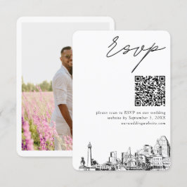 Baltimore Wedding RSVP QR Code Small Begleitkarte