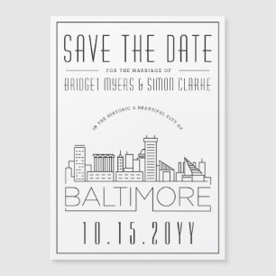Baltimore Wedding   Stilisierte Skyline Save the D Magnetkarte