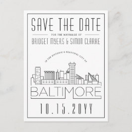 Baltimore Wedding | Stilisierte Skyline Save the D Postkarte