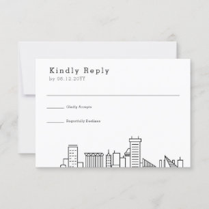 Baltimore Wedding Stilisierte Skyline-UAWG RSVP Karte