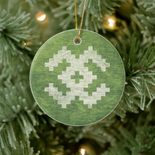 Baltische Symbole Grün Vintage Keramik Ornament