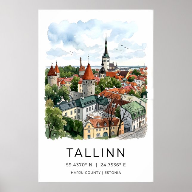 Baltische Tallinn-Stadtmauer-Kunst - Illustrierte  Poster (Vorne)