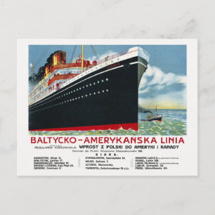 Bałtycko-Amerykańska Linia Poland Vintage Poster Postkarte
