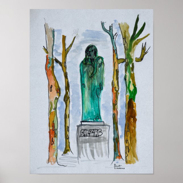 Balzac Statue von Rodin | Paris, Frankreich Poster (Vorne)