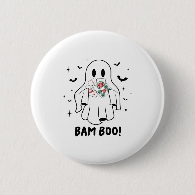 Bam Boo Halloween Ghost Mahjong Funny Costume Game Button (Vorderseite)