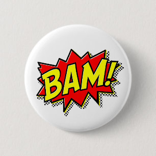 BAM COMICBOOK LÖST AKTIONEN LOUD COMIC CARTOON BUTTON