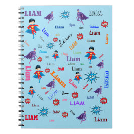 Bam Pow Superhero Word Cloud Name Collage Notizblock