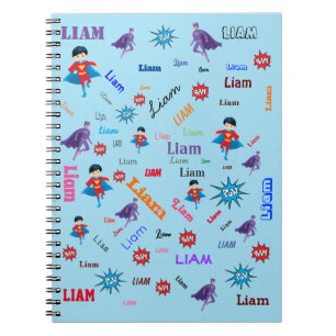Bam Pow Superhero Word Cloud Name Collage Notizblock