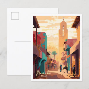 Bamako Mali Africa Art Vintage Travel Illustration Postkarte