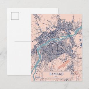 Bamako Mali Breezy Stadtplan Reise Postkarte