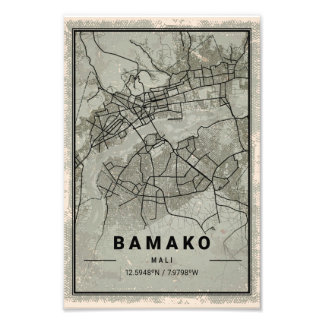 Bamako map print poster canvas |