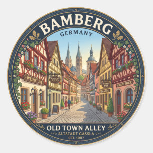 Bamberg Altstadt Gasse Deutschland Runder Aufkleber