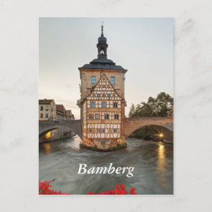 Bamberg Altstadt Rathaus und Obere Brücke Postkarte