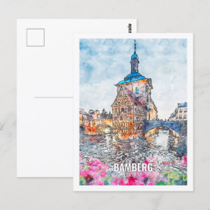 Bamberg Deutschland Berühmter Reiseort Wasserfarbe Postkarte