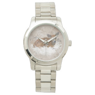 Bambi Wasserfarbe Armbanduhr