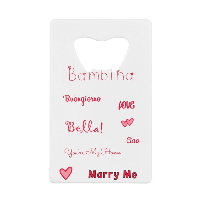 Bambina Liebe Quotes Set Pack Geldbeutel Flaschenöffner (Vorderseite)