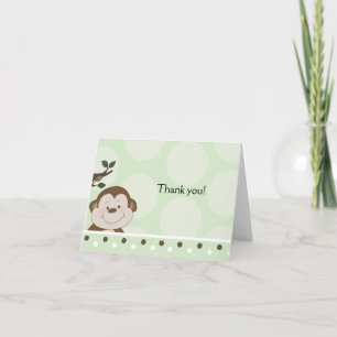 Bambino Monkey Green Folded Note Card Dankeskarte