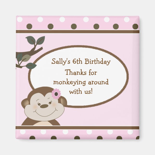 Bambino Niedlicher Affe Pink Gefallen BIrthday Mag Magnet (Vorne)